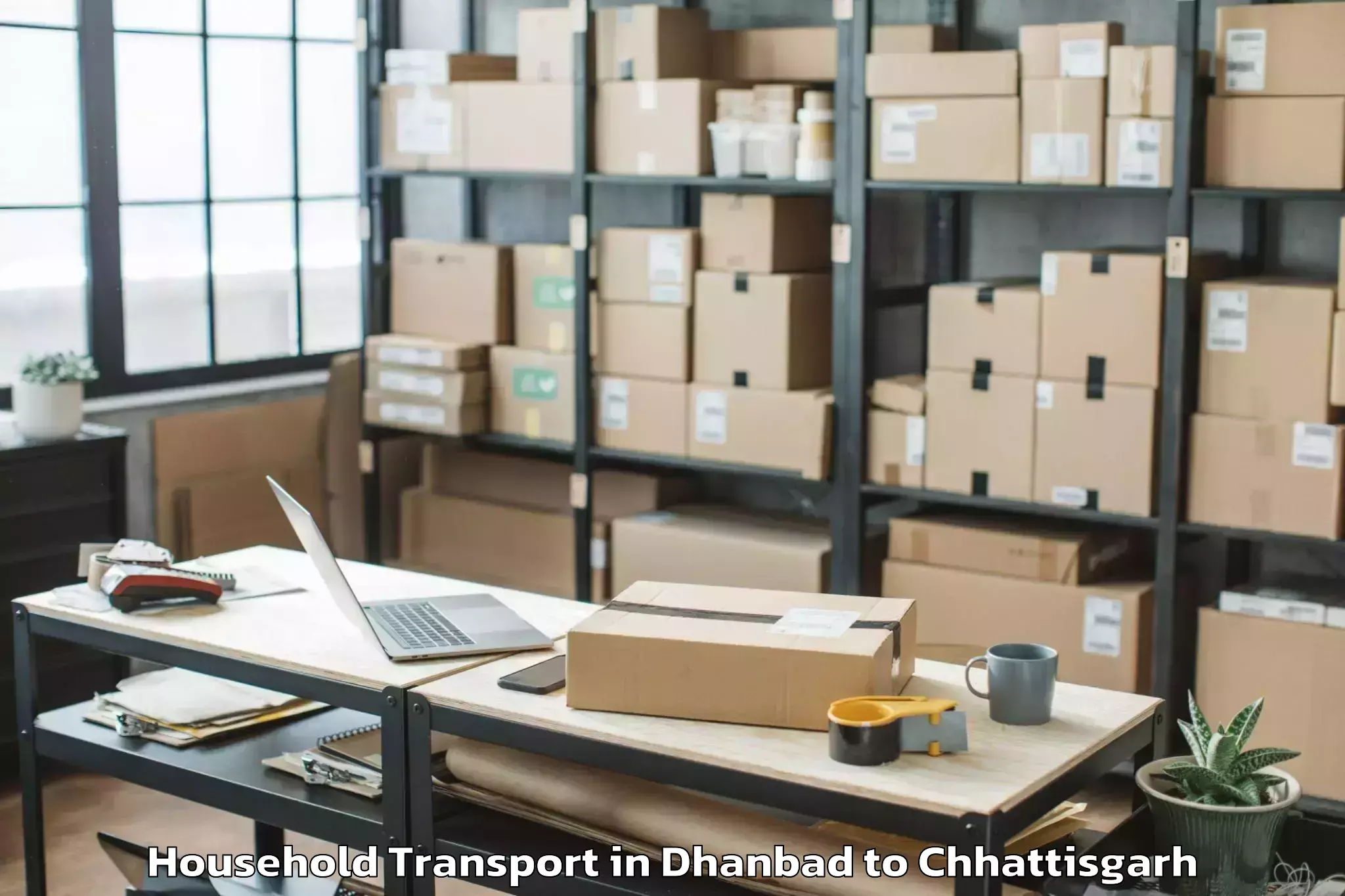 Trusted Dhanbad to Bhatapara Household Transport